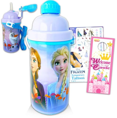 Disney Ensemble de bouteilles d'eau La Reine des Neiges pour enfants – Ensemble avec cantine de la Reine des Neiges de 355 ml et plus encore (bouteilles d'eau pour filles)