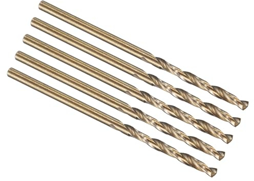 PATIKIL 1mm Drill Bit M35 Cobalt 5% High-Speed Steel 5 Pack | Jobber Straight Shank 135° Gold Finish for Stainless Steel Hard Metal