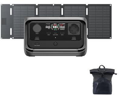 EcoFlow Centrale électrique portable RIVER 3 Plus avec panneau solaire 45W, batterie LFP 286Wh, sortie 1200W, autonomie 16 heures pour appareils <100W, générateur solaire pour extérieur, camping, RV