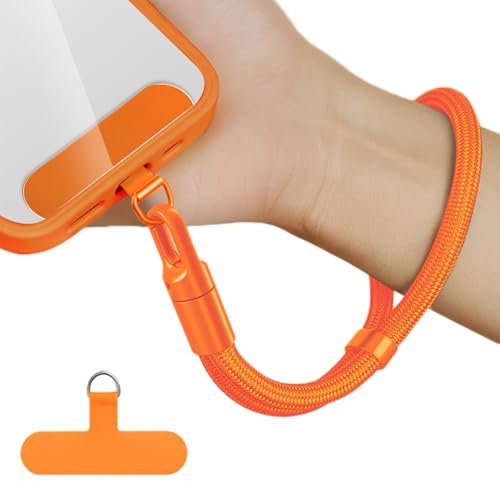 AOKSUNOVA Collana corta da polso per cellulare, cordino corto, universale, arancione