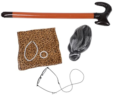 KOMBIUDA Cosplay Von Alten Damen Accessoires Für Oma-kostüm Für Halloween Partys Und Theateraufführungen Perücke Und Kopftuch Für Junge Mädchen Und Erwachsene