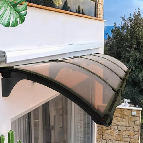 Brown Front Door Canopy,UV Resistant Polycarbonate Cover,Window Awning with Sink,Sun Protection and Sun Protection Entry Awning,Thermal Insulation Window Rain Roof Cover (55x270cm/22x106)
