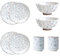 Lot de 8 assiettes en céramique de 2,4 cm + bol de 11,4 cm + tasse de 6,6 cm – Service de table à motif floral bleu pour cuisine, salle à manger, maison et restaurant, 2 de chaque style Set of 8 (c8)