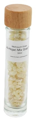Weihrauch Oman Al-Hojari Mix Grad 1-3 – kleine Stücke – grün-weiß-orange – Boswellia Sacra – Direktimport 1. Qualität – in 20g - 1000g verfügbar (50 ml Glas/ca. 30 Gramm)