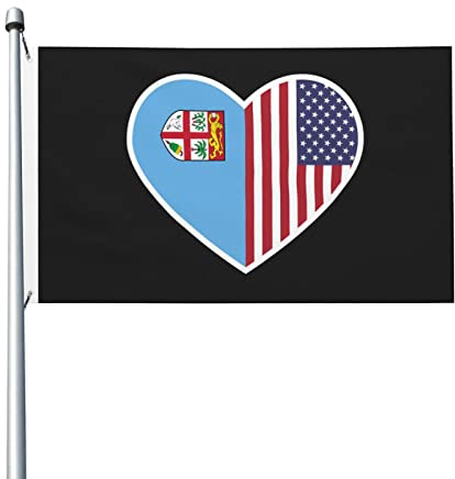 „I Love America- und „Fiji-Flaggen für draußen, 91 x 152 cm, doppelseitig, strapazierfähige Polyester-Flagge für Haus, Hof, Festival, Garten, Outdoor, Dekoration, Willkommensflaggen