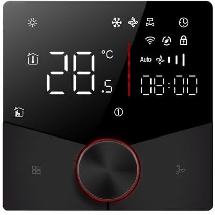 Wifi Thermostat Digital Display Touch Air Conditioner Temperature Controller for Modern Homes (Black)