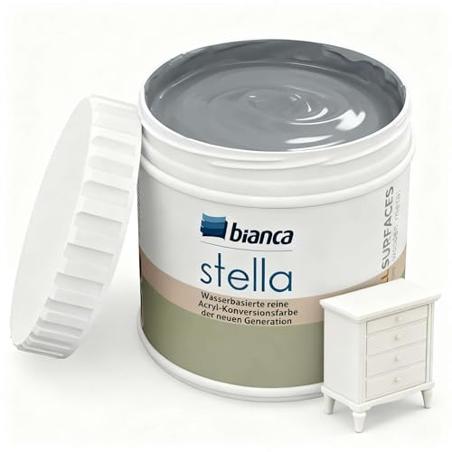 Bianca Stella Pintura para muebles sin lijar, pintura perfumada a base de agua para muebles, para madera, armario de cocina, mesa, silla, gris ceniza, brillante, resistente a los arañazos, alta