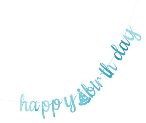 BESPORTBLE Geburtstagsgirlande aus Papier für Geburtstag Mädchen Blaue Wimpelkette als Partydeko Geburtstagsbanner mit Happy Birthday Schriftzug für Babyparty und Kindergeburtstagdekoration