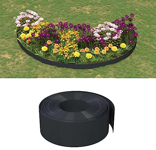 Gartenzaun Rasengitter,Rasenkanten 5 STK. Schwarz 10 m 20 cm Polyethylen für Garten, Blumenbeete, und Landschaftsgestaltung
