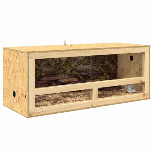 Terrarium en Bois, Terrarium Boîte d'alimentation pour Reptiles Amphibiens Marron 100 x 40 x 40 cm OSB