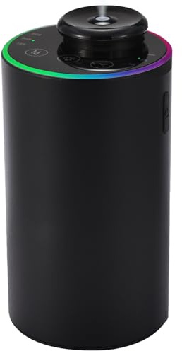 Waterless Diffuser for Essential Oil, 7 Colors LED Light，Aluminum Alloy | Up to 600 sq ft，Battery Operated，Home, Room, Car, Office， Portable，20mL Capacity，4 Timers & 3 Mist Levels
