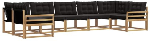 vidaXL Outdoor-Sofagarnitur mit Kissen 7 pcs Weiß und Schwarz, Elegantes Garten-Sofa, modernes Outdoor-Sofa, robuste Lounge-Möbel für gemütliche Treffen