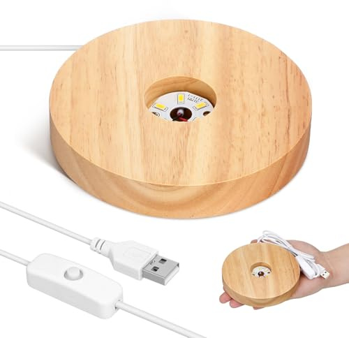 HOMSFOU LED Lampenfuß für Kristall Licht Leuchtkugelhalter 2cm und 12cm Breit Warmes Nachtlicht für Präsentation