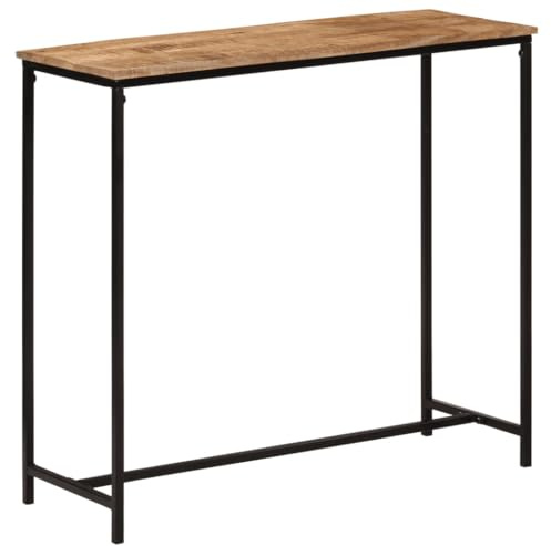 Makastle Table Console en Bois de Manguier Massif et Fer, 80 x 30 x 74 cm, Brun