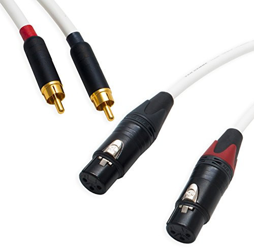 Pseudo Balanced RCA Phono to Female XLR Lead (PAIR). Van Damme & Neutrik Cable (10m, White)