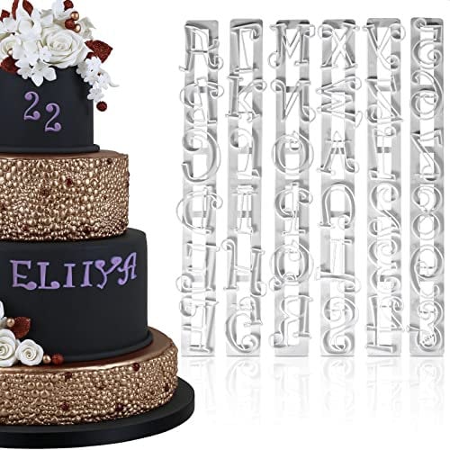 Ensemble de tampons de décoration de gâteaux en forme de lettres de l'alphabet - Emporte-pièces en forme de chiffres pour décoration de gâteaux - Tampons blancs pour décoration de gâteaux - Tampons