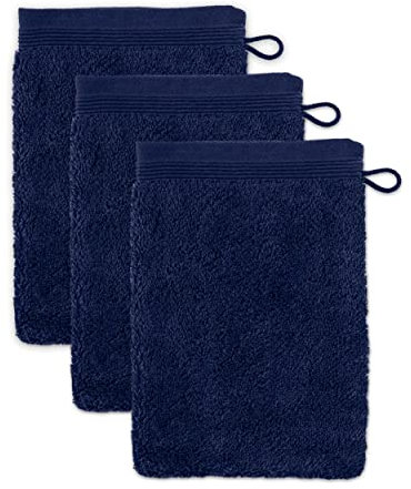 möve Superwuschel Waschhandschuh 15 x 20 cm aus 100% Baumwolle, deep sea 3er Set