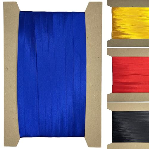 Roban Fashion 10m Satin Schrägband zum Nähen gefalzt 50mm breit Blau