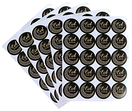 Amosfun 100 stücke 4 cm Party Dekoration Aufkleber Eid Mubarak Letters Aufkleber Party Supplies