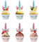 Cupcake Toppers Einhorn Kuchenaufsätze Doppelseitig Cupcake Wrappers für Geburtstagsparty Hochzeiten Babypartys Kuchen Dekorationen 24 Stück