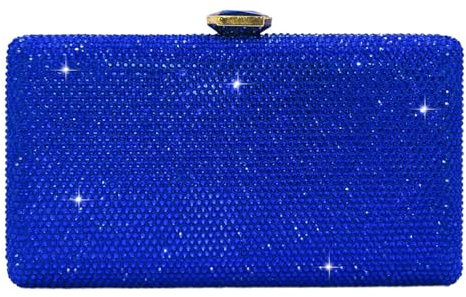 Boutique De FGG Kristall Clutch Tasche Damen für Hochzeit Abendtasche Strasssteine Party Kristallene Handtasche Braut-Geldbörse, Mini, Blau