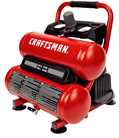 Craftsman 2-Gallon Air Compressor, 1/3 HP Oil-Free Twin Tank, 125 PSI Max – Portable & Quiet Air Tool for Home DIY, Tire Inflation, Nailing & Spray Painting, Compact for Easy Storage
