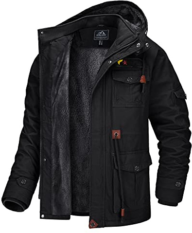 MAGCOMSEN Herren Winterjacke Freizeit Jacken Baumwolle Militär für Männer Cargo Bomber Jacke Jagd Angeln mit Abnehmbare Kapuze