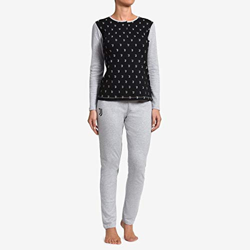 JUVENTUS Pigiama Donna con Loghi Bianchi - 100% Prodotto Ufficiale - 100% Originale - Colore Grigio e Nero - Scegli la Taglia (Taglia L)