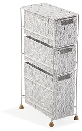 Versa Mannheim Möbel für das Bad, Schubladeneinheit mit 3 Schubladen zum Organisieren, Moderne und unterhaltsame Aufbewahrung, Maßnahmen (H x L x B) 57 x 28 x 15,5 cm, Nylon, Farbe: Weiß