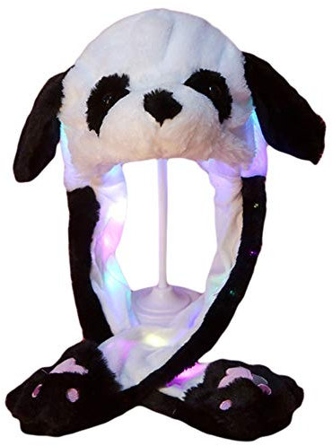 YEKEYI LED Kaninchenhut Ohr beweglicher Springhut Lustiger Hase Plüsch Hut Kappe Cosplay Weihnachten Party Urlaub Hut