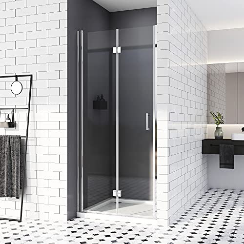 Duschtür 90cm Nischentür 180° Schwingtür Falttür Faltwand Aufsatz Duschwand Duschabtrennung 6mm NANO ESG Glas Höhe 195 cm