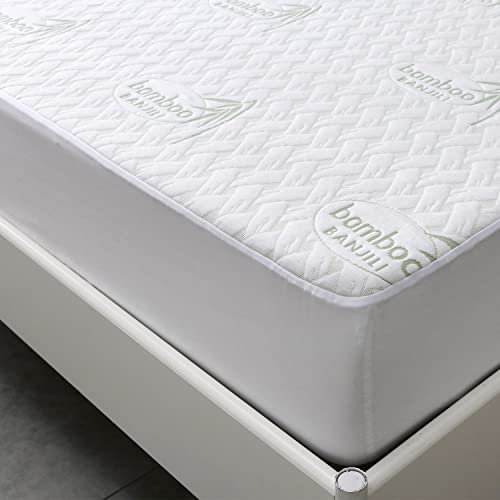 BANJILI-Bambus Wasserdichter Matratzenschoner 90 x 200 cm,Atmungsaktiv Matratzenauflage, Anti-Allergie,gegen Milben, Matratzenschutz für Baby Kinder Haustier
