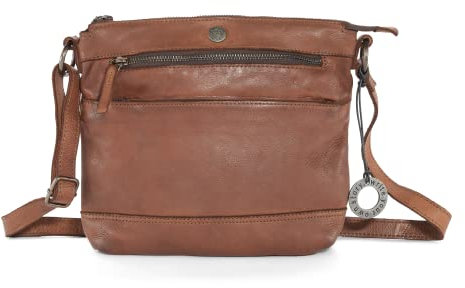 Cas8 Umhängetasche LALE, Crossbody Tasche aus Premium Leder, Damentasche in lässigen Design, stufenlos verstellbarer Schultergurt, perfekt für den Alltag, cognac