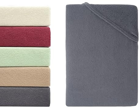 Hometex Premium Textiles Winterflausch Spannbettlaken | Spannbetttuch Teddyflausch 80% Baumwolle & 20% Mikrofaser | Oeko-TEX®Standard 100 - In vielen Größen und Farben | 180-200 x 200 cm Anthrazit