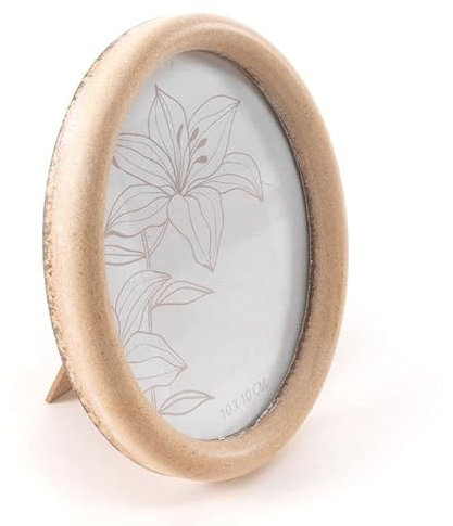 ROCKING GIFTS Cadre Photo Ovale Classique 13x18 Bois Beige Cadre Photo Décoratif Boho Rustique Vintage 20 cm