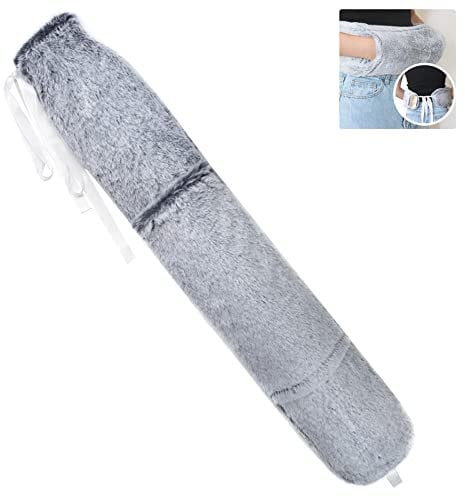 OWOZOI Long Hot Water Bottle with Furry Cover - Soft Faux Fur Cover with Strap and Hand Pocket, 72cm Full Body Wrap Around Hot Water Bottles Long for Waist, Neck, Thermotherapy, Bed Warmer, Navy