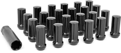 Rough Country 32-Piece Lug Nut Set - M14x1.5 Thread, Bulge Acorn Style, Black Lug Nuts with Socket Key, Corrosion-Resistant for Aftermarket Wheels