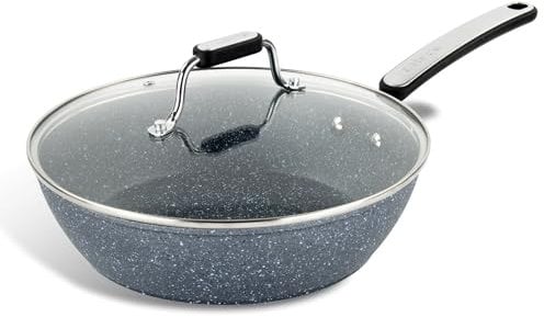 Scoville Expert Neverstick+ Sartén de 26 cm, sartén profunda antiadherente con tapa, apta para todas las cocinas, incluyendo inducción, apta para lavavajillas, sin PFOA, aluminio de calibre grueso,