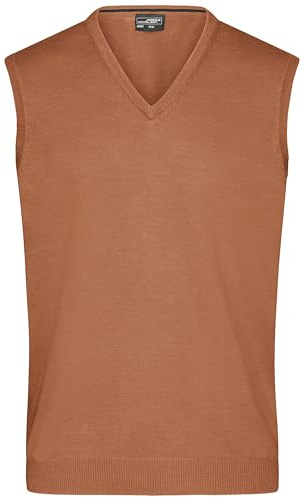 James & Nicholson Herren V-Pullunder - Klassisch geschnittener Pullunder aus hochwertiger Baumwolle | Farbe: camel | Grösse: 3XL
