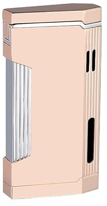 Fackel Feuerzeuge Double Jet Flamme Nachfüllbares Butan Feuerzeug mit sichtbarem Fenster Einstellbare Feuerzeug Seite Zündung Coole Idee Geschenk für Männer und Frauen (Roségold)
