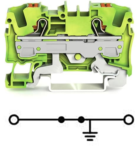 2206-1207 | WAGO 2-CONDUCTOR GROUND TERMINAL BLOCK WITH PUSH-BUTTON 6 MM?, GREEN-YELLOW