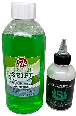 Stencil Stuff Abzugsflüssigkeit 125 ml Abzugscream Schablone/Skizze Transfer + 500 ml Clean Ink Green Soap, ein Kombi-Angebot von HAN-SEN GmbH
