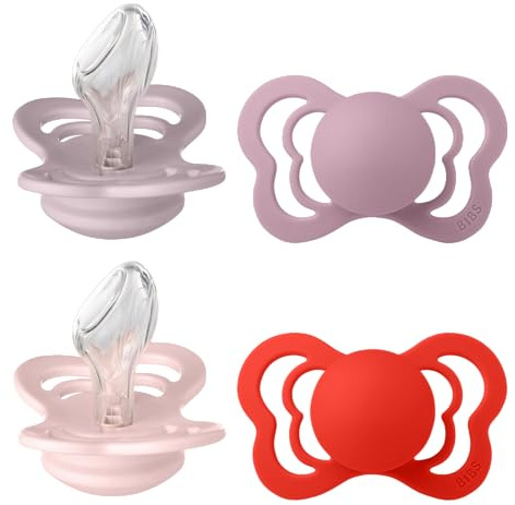 BIBS Couture Schnuller 4er-Pack, BPA-frei, Kiefergerechte Form. Silikon, Hergestellt in Dänemark, Größe 2 (6-18 Monate), Blossom Mix