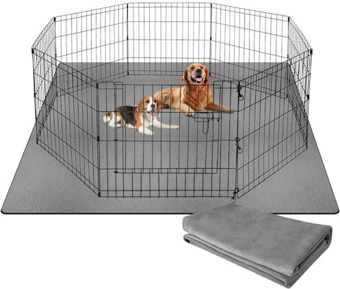 Barpor waschbare PIPI-Pads für Hunde, 182,9 x 182,9 cm, grau, dick, wiederverwendbar, Welpen-Pads, stark saugfähig, auslaufsichere Hunde-Welpenmatten, kausichere, rutschfeste Hunde-Laufstall-Pads