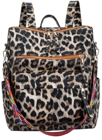 ABOOFAN Zaino Per La Scuola Delle Ragazze Con Stampa Leopardata Grande Capacità Zaino Per Studenti Materiale Pu Borsa Per La Scuola Viaggio Festa Shopping