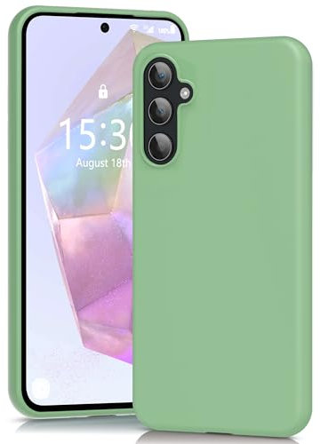 YATWIN Coque pour Samsung Galaxy A35, Housse en Silicone Doux avec Découpes Précises pour Caméra, Design Ultra Mince, Protection 360° à Bords Surélevés - Vert Menthe