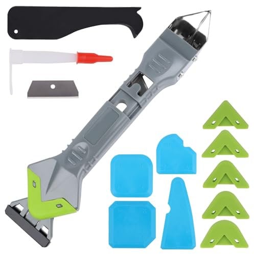 VFANDV Silikonentferner Werkzeug Set, Silikon Abzieher, Silikonentferner Werkzeug Set 5 in1, 5 Pcs Fugenglätter 5 Auswechselbar Silikonpads, Dichtungsdüsen für Küche Bad Boden Fenster Abdichtung