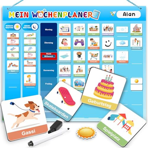 BABECTOY Magnetische Bausteine-Build Mine Magnete Welt World Set-Wochenplaner Kinder,Montessori Magnettafel Kinder inkl