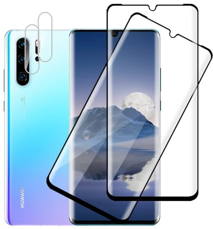 Carantee 2+2 Stück Schutzfolie für Panzerglas für Huawei P30 Pro, 3D Gehärtetes P30 Pro Folie mit Kameraschutz, Wasserdicht Anti-Fingerprint Stoßfeste Displayschutzfolie für Huawei P30 Pro Schutzglas