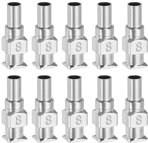 PATIKIL Gebogene stumpfe Spitze Dosierkanüle 8G, 10 Stück 0,26 Zoll Edelstahl Flüssigkeitsdosierer Gebogene Flussnadeln mit Lure Lock zum Nachfüllen von Flüssigtinten Klebstoffen Kleber